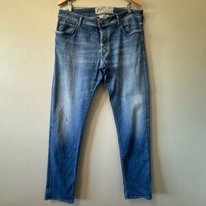 Jacob Cohen Blue Jeans Style 688 Size 35x32 Button-fly Handmade in Italy